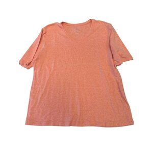 Chicos Womens Orange V-Neck Short Sleeve 100% Cotton T-Shirt XL Size 3